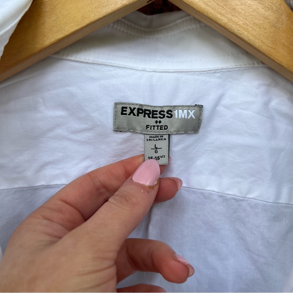Express White Button Down Collared Fitted Dress S… - image 2